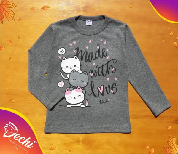 Remera Gatitos "Made with love" ML