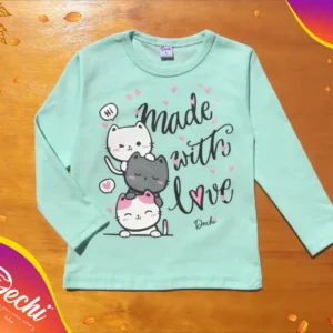 Remera Gatitos "Made with love" ML