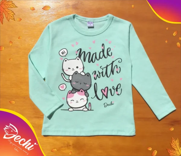 Remera Gatitos "Made with love" ML