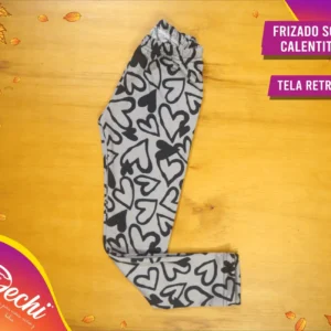 Calza Termica Gris Corazones (retro frizado soft)
