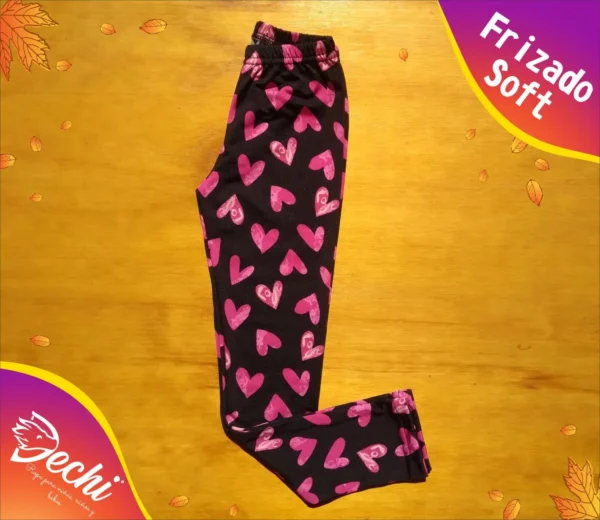 Calzas BEBE Termica negro corazones