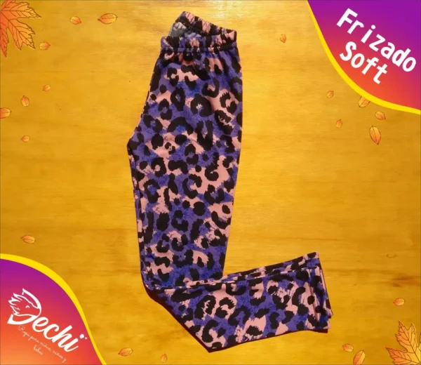 Calzas BEBE Termica Animal print violeta y rosa