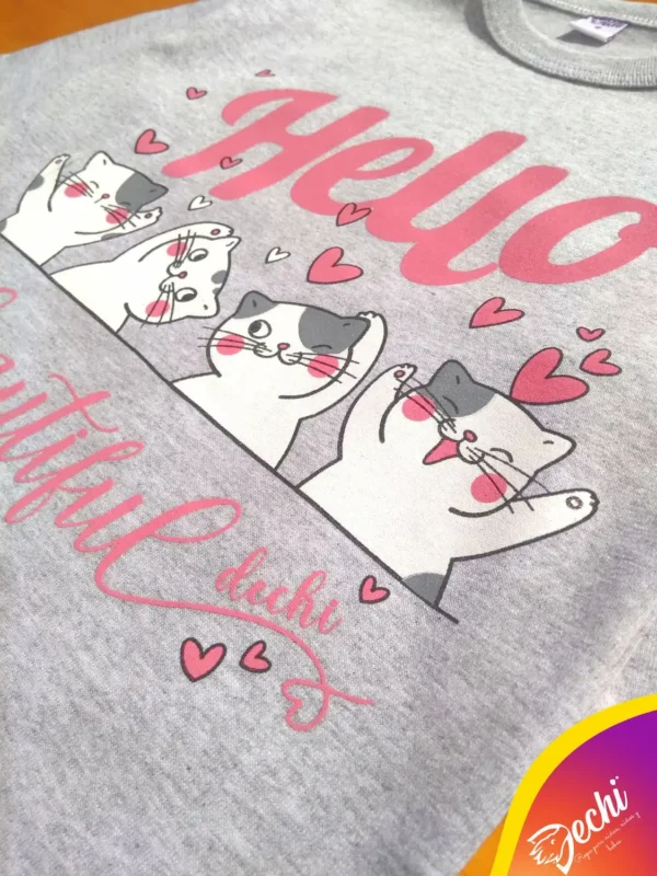 Remera Hello Gatitos ML