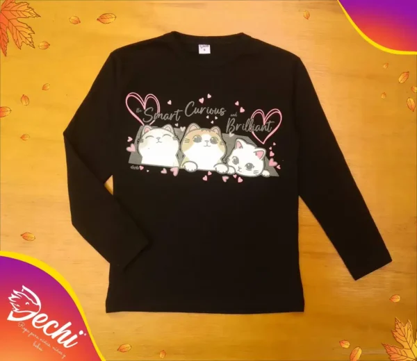 Remera Gatitos smart, curious, brillant ML