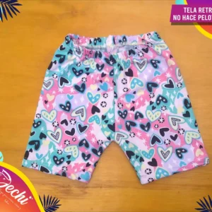 Biker Corazon celeste y rosa tela retro (lycra)