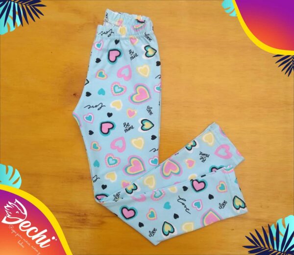 Calzas BEBE Celeste corazones de algodón con Lycra