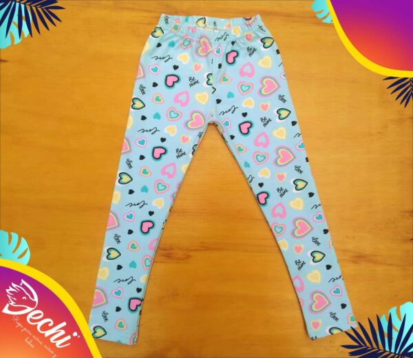 Calzas BEBE Celeste corazones de algodón con Lycra