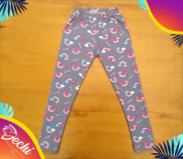 Calzas BEBE Gris Arcoiris de algodón con Lycra