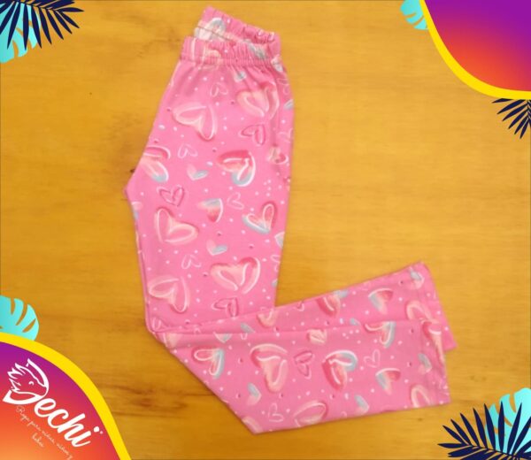Calzas BEBE rosa corazones de algodón con Lycra