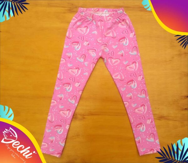 Calzas BEBE rosa corazones de algodón con Lycra