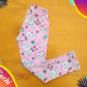 Calzas BEBE Rosa Gatitos algodón con Lycra