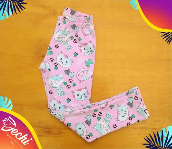 Calzas BEBE Rosa Gatitos algodón con Lycra