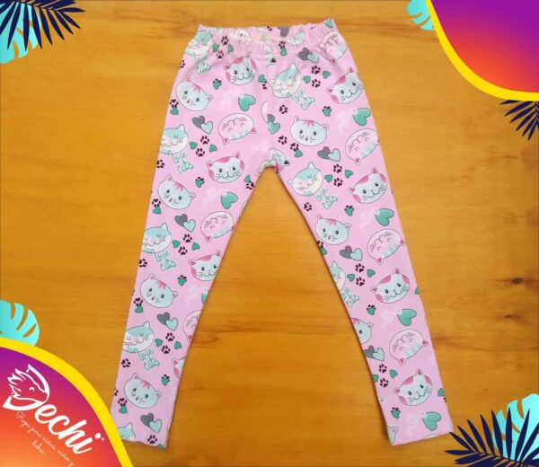 Calzas BEBE Rosa Gatitos algodón con Lycra