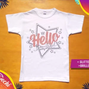 Remera Hello GLITTER MC