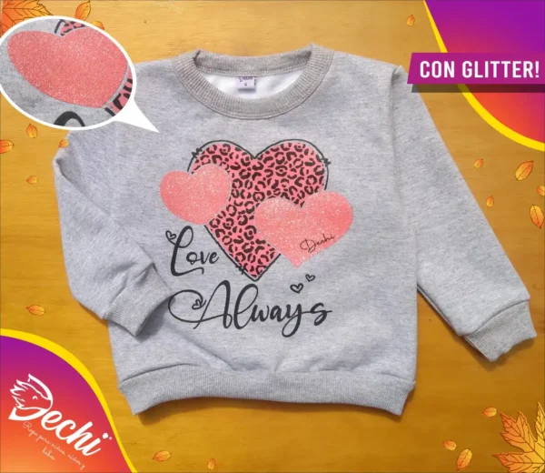 Buzo de Beba corazones con brillo