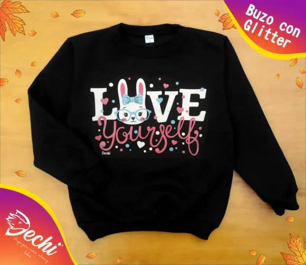 Buzo de Friza Love conejita con brillo