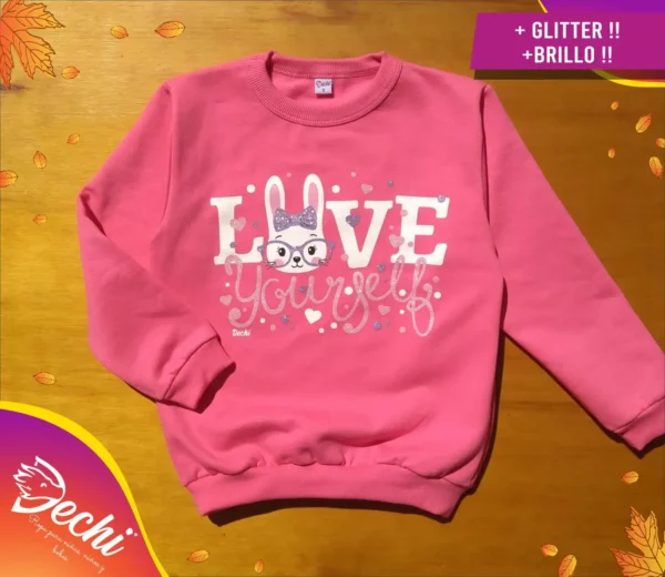 Buzo de Friza Love conejita con brillo