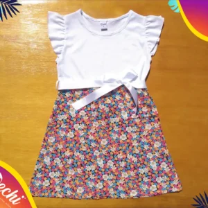 Vestido Blanco Florcitas coloridas