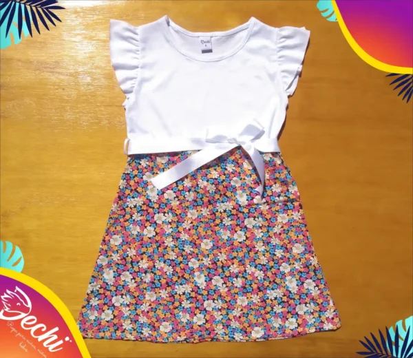 Vestido Blanco Florcitas coloridas
