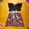 Vestido Negro con Florcitas Rosas y rojas