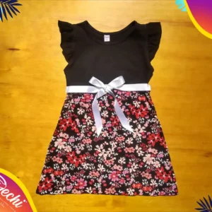 Vestido Negro con Florcitas Rosas y rojas