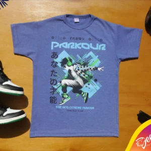 fabrica mayorista Remera parkour azul ropa para niños y niñas