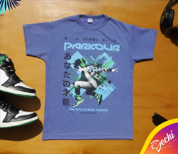 fabrica mayorista Remera parkour azul ropa para niños y niñas fabrica mayorista Remera parkour azul ropa para niños y niñas