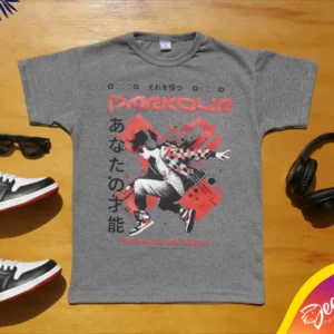 fabrica mayorista Remera parkour gris ropa para niños y niñas
