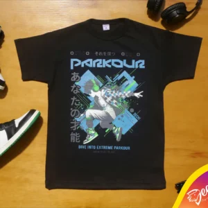 fabrica mayorista Remera parkour negro ropa para niños y niñas