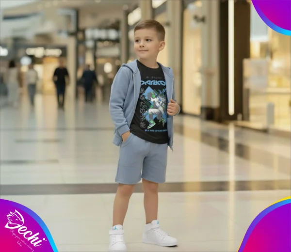 fabrica mayorista campera rustico azul claro ropa de niños y niñas 2026 con modelo