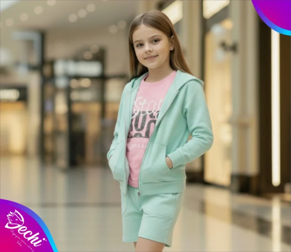 fabrica mayorista campera rustico verde agua claro ropa para niños y niñas 2026 con modelo 2