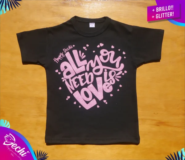 fabrica mayorista Remera corazon con brillo negra ropa para niños y niñas fabrica mayorista Remera corazon con brillo negra ropa para niños y niñas