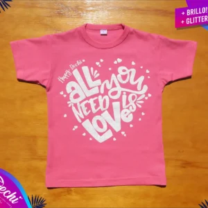 fabrica mayorista Remera corazon con brillo rosa ropa para niños y niñas