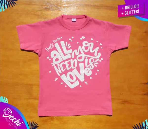 fabrica mayorista Remera corazon con brillo rosa ropa para niños y niñas fabrica mayorista Remera corazon con brillo rosa ropa para niños y niñas