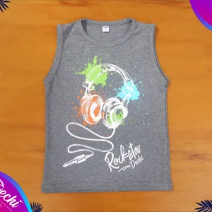 fabrica mayorista Musculosa remera sin mangas musica auricular gris ropa para niños y niñas 2026