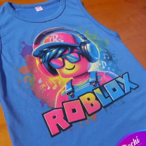 fabrica mayorista Musculosa remera sin mangas roblox azul 2 estampa ropa para niños y niñas 2026