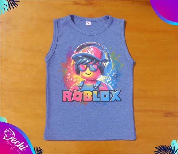 fabrica mayorista Musculosa remera sin mangas roblox azul ropa para niños y niñas 2026 fabrica mayorista Musculosa remera sin mangas roblox azul ropa para niños y niñas 2026