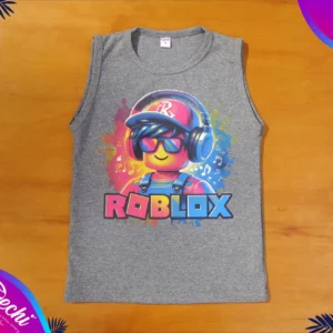 fabrica mayorista Musculosa remera sin mangas roblox gris ropa para niños y niñas 2026