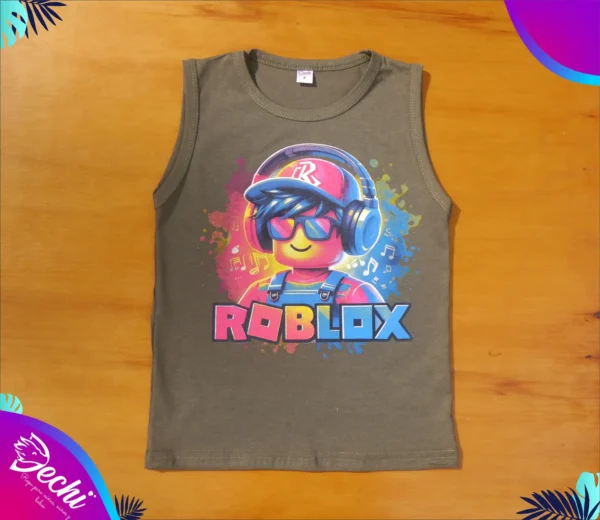 fabrica mayorista Musculosa remera sin mangas roblox verde ropa para niños y niñas 2026 fabrica mayorista Musculosa remera sin mangas roblox verde ropa para niños y niñas 2026