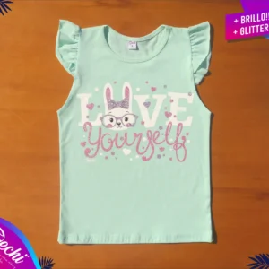 fabrica mayorista Remera conejita love verde ropa para niños y niñas 2026 (2)