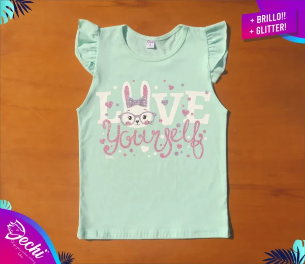 fabrica mayorista Remera conejita love verde ropa para niños y niñas 2026 (2)