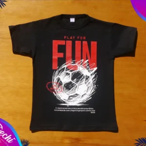 fabrica mayorista Remera futbol negro ropa para niños y niñas 2026