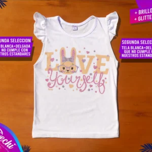 fabrica mayorista Remera musculosa conejita love blanca ropa para niños y niñas 2026