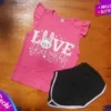 fabrica mayorista Remera musculosa conejita love rosa short ropa para niños y niñas 2026