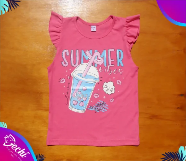 fabrica mayorista Remera musculosa soda rosa ropa para niños y niñas 2026