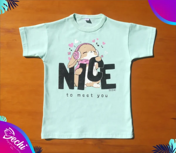 fabrica mayorista Remera nice conejo verde agua ropa para niños y niñas 2026 (1)