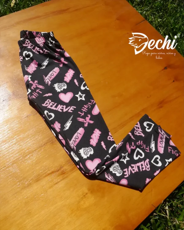 fabrica mayorista Calza estampada negro ropa de niñas y niños 2026