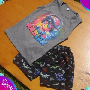 fabrica mayorista conjunto short de baño malla dinosaurio negro y remera ropa para niños y niñas 2026