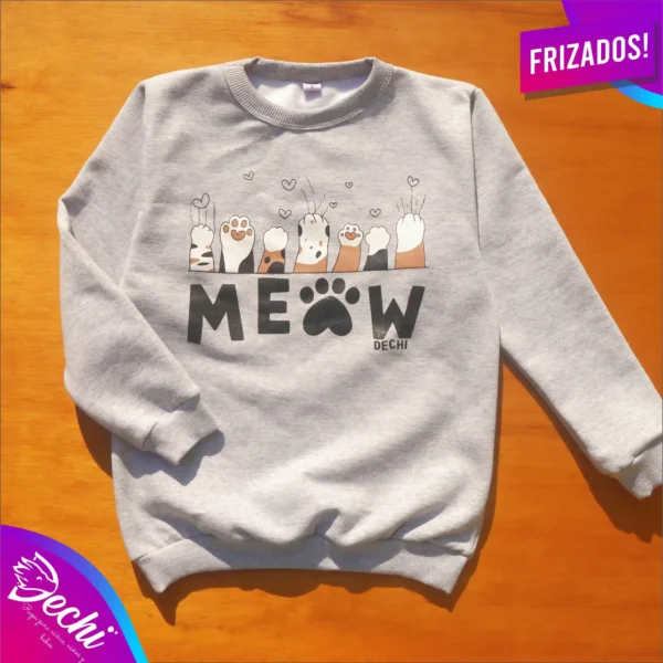 ropa para niñas nena buzo gatito meow gris invierno 2026 Fabrica mayorista
