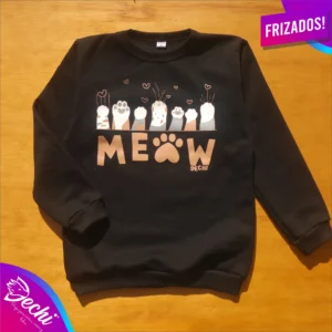 ropa para niñas nena buzo gatito meow negro invierno 2026 Fabrica mayorista